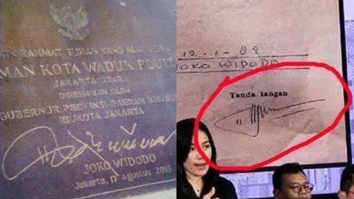 POLEMIK IJAZAH JOKOWI - Foto bukti pembayaran SPP kuliah di UGM milik Jokowi (KANAN) yang ditampilkan saat konferensi pers hasil uji laboratorium forensik (labfor) Bareskrim Polri di Gedung Bareskrim Polri, Jakarta, Kamis (22/5/2025). Tanda tangan Jokowi di batu peresmian (KIRI)