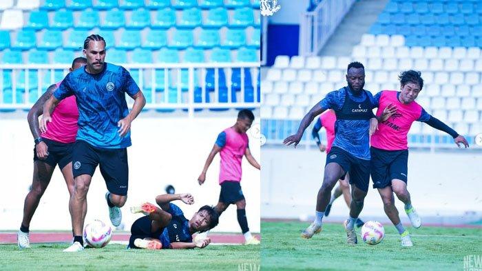 AREMA FC - Potret pemain Arema FC saat berlatih di Stadion Kanjuruhan Malang. Simak selengkapnya berita Arema FC hari ini.