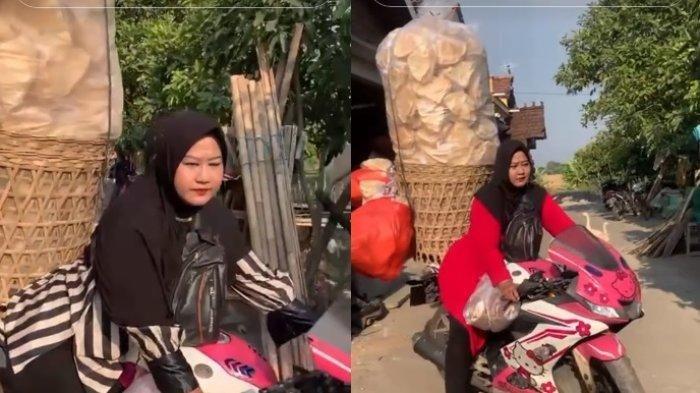 Berkah Emak-emak Jualan Kerupuk Naik Motor Sport di Demak, Cukup 1 Jam Dagangan Ludes