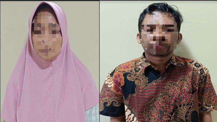 KETERLALUAN - Bu guru E dan kepala Sekolah J yang ditangkap polisi. E yang juga ibu kandung korba, tega menyerahkan putrinya yang berusia 13 tahun sebagai pemuas nafsu kepala sekolah berinisial J untuk mendapatkan uang dan sepeda motor jenis Vespa Matic di Sumenep.