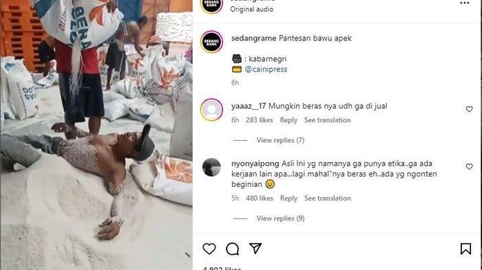 Buruh Bulog di Surabaya viral bertelanjang dada mandi beras kini dipecat 2