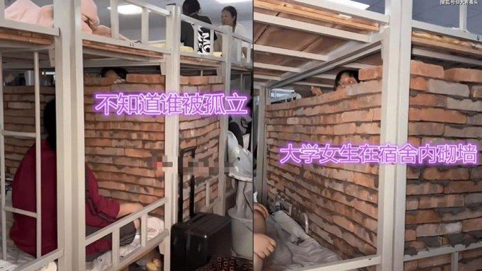 Cewek bangun tembok di sekeliling tempat tidur malas interaksi dengan teman