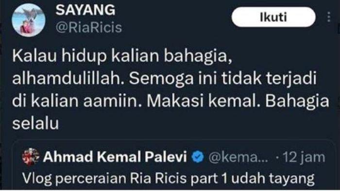  
Cuitan Kemal Pahlevi dikomentari Ria Ricis