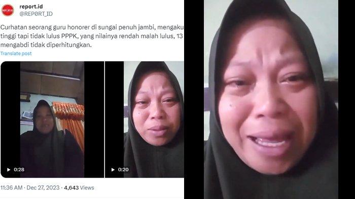 Curhat Tangis Guru Honorer Tak Lolos PPPK Padahal Nilai Tinggi, Mengabdi 13 Tahun, BPKSDM Bereaksi