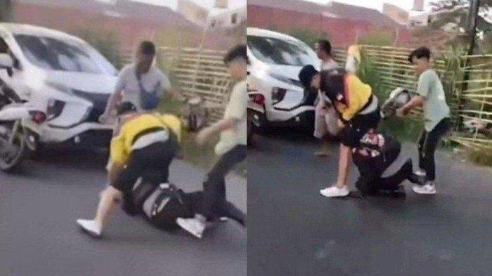 Detik-detik seorang anggota polisi di keroyok geng motor hingga tak berdaya. (Ig@terangmedia)