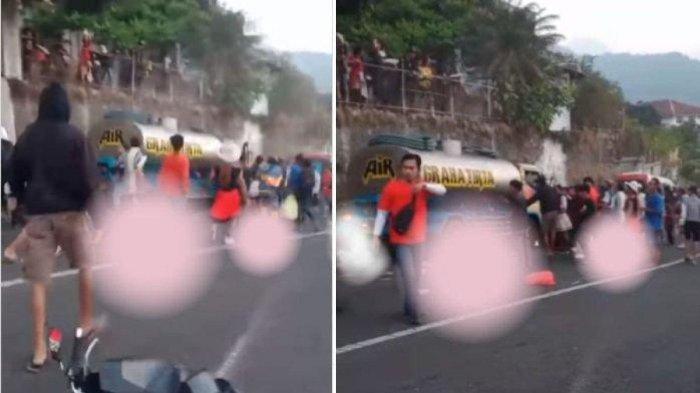 Detik-detik truk tangki air tabrak belasan pengunjung karnaval di Pacet