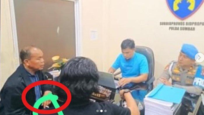 Foto interogasi santai AKP Dadang Iskandar tanpa borgol sambil merokok