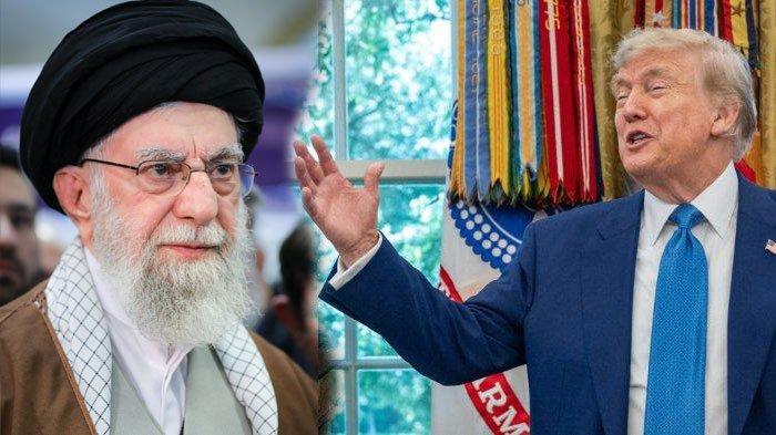 CALON PENGGANTI KHAMENEI : (Foto kiri) Pemimpin tertinggi Iran, Ayatollah Ali Khamenei diambil dari akun X Khamenei. (foto kanan) Presiden Donald Trump dalam postingan yang diunggah pada Jumat (20/6/2025). Inilah 3 Sosok Ulama Konservatif Iran Calon Pengganti Ayatollah Ali Khamenei jika Dibunuh Amerika