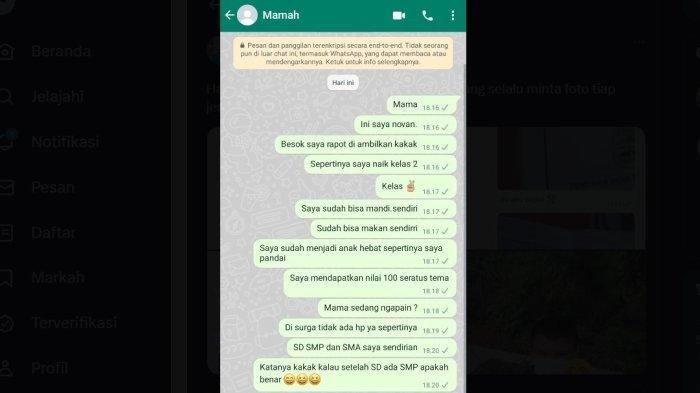 Isi chat bocah SD yang curhat ke ibunya melalui pesan WhatsApp viral di media sosial