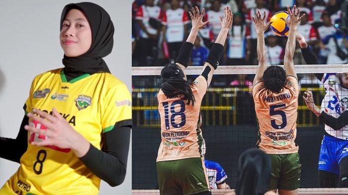 PROLIGA PEKAN KEDUA - Aksi lapangan para pemain Putri Gresik Petrokimia Pupuk Indonesia melawan Jakarta Pertamina Enduro (KANAN) di GOR Jayabaya, Kediri Sabtu (19/4/2025) sore. Gresik Petrokimia memperkenalkan Megawati Hangestri Pertiwi (KIRI) di Instagram-nya yang dibagikan Rabu (16/4/2025). Kini di Final Four Proliga 2025 seri Semarang Megawati digadang-gadang bakal debut.