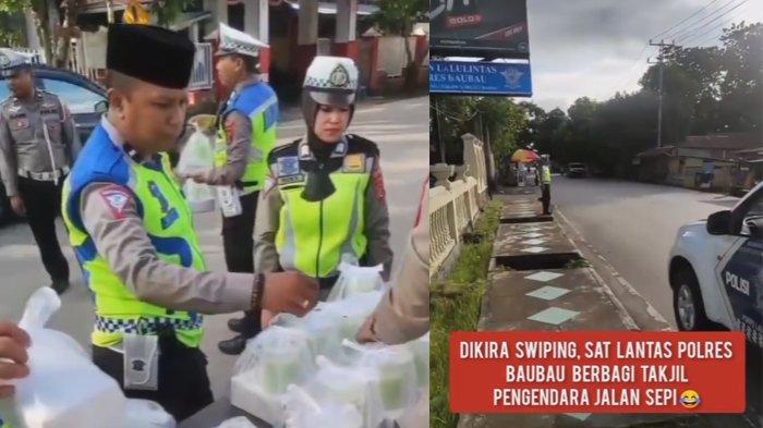 Jajaran polisi bagi-bagi takjil tak ada yang ambil