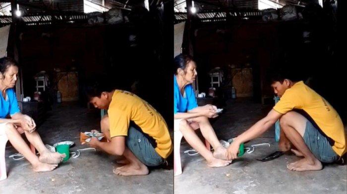 Juanda Sitorus kerja banting tulang demi sang ibunda (TikTok @juanda_sitorus)