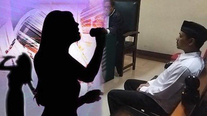 Ilustrasi LC karaoke dan Kades Sukamakmur, Yopi yang sedang menjalani persidangan kasus dugaan penganiayaan.