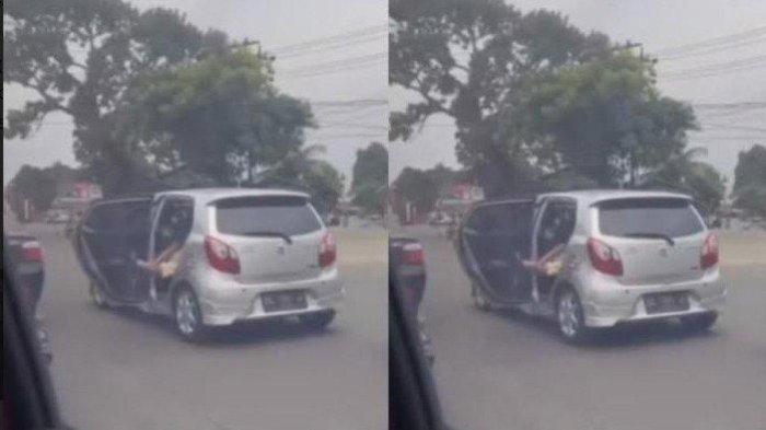Kaki wanita di Kota Padang ditarik oleh seseorang dari dalam lalu mobil tancap gas