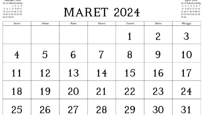 Kalender 2024 Bulan Maret dan Penanggalan Jawa, Ada Cuti Bersama dan 8 ...
