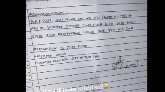 Kisah Cewek Trauma Sholat Tarawih Gegara Dapat Surat Cinta dari Pak Ustaz, Ditawari Jadi Istri Kedua