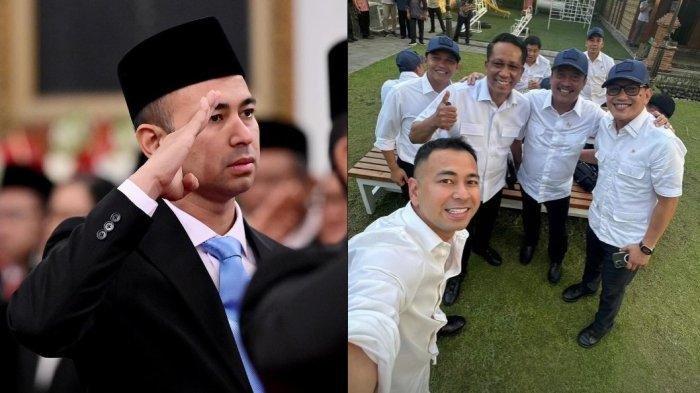  Kolase Raffi Ahmad kala dilantik jadi Utusan Khusus Presiden dan saat mengikuti pembekalan bersama para Menteri dan Wakil Menteri Kabinet Merah Putih di Magelang. (Instagram raffinagita1717)