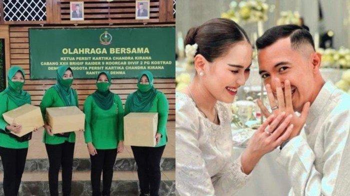 Kolase foto Ayu Ting Ting dan Lettu Muhammad Fardhana dan ibu-ibu Persit di Jember