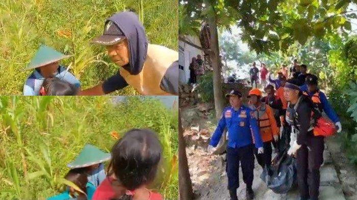 Kondisi dua bocah di Ngawi menangis ayahnya tenggelam di danau
