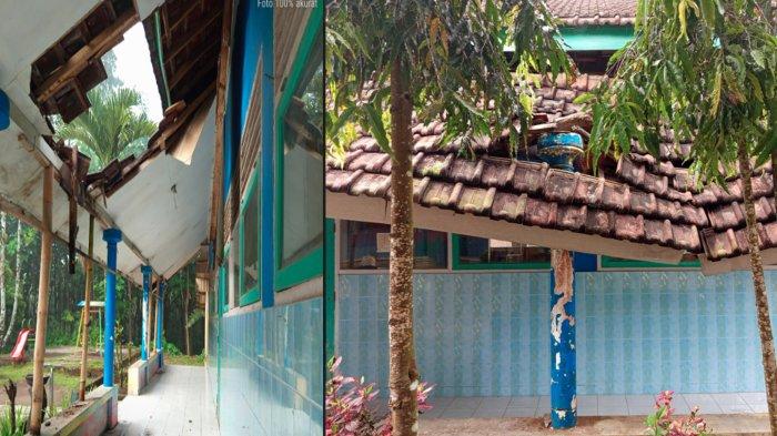 MIRIS - Kondisi kerusakan gedung SDN Pajaran III, Kecamatan Poncokusumo, kabupaten Malang. Mirisnya, para siswa tetap menjalani prose belajar di sekolah dengan kondisi bberapa bagian atap sekolah yang akan ambruk ini