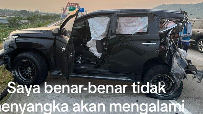 Kondisi mobil Pajero setelah ditabrak bus PO Haryanto