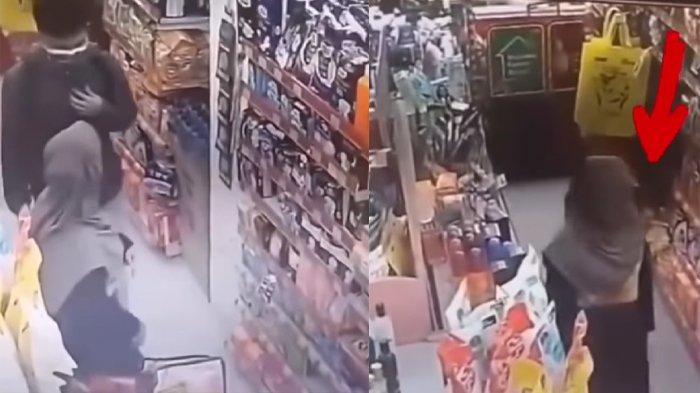 Korban wanita datang lebih dulu ke salah satu lorok rak minimarket diikuti pelaku
