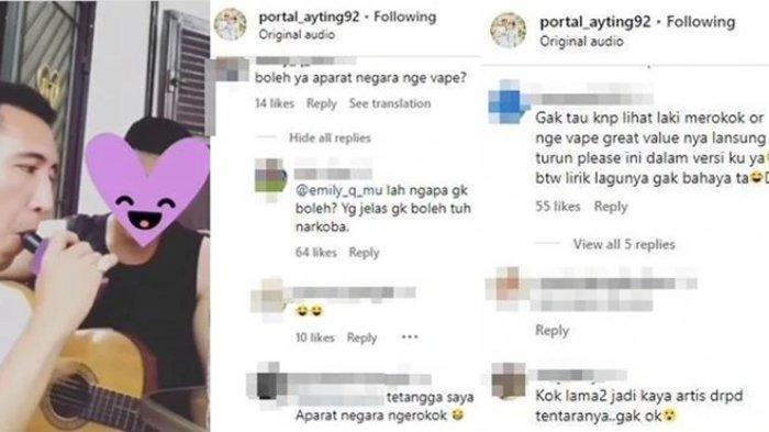 Lettu Muhhamad Fardhana sempat terciduk menghisap rokok elektrik di sela-sela ngumpul
dengan teman. (Instagram)