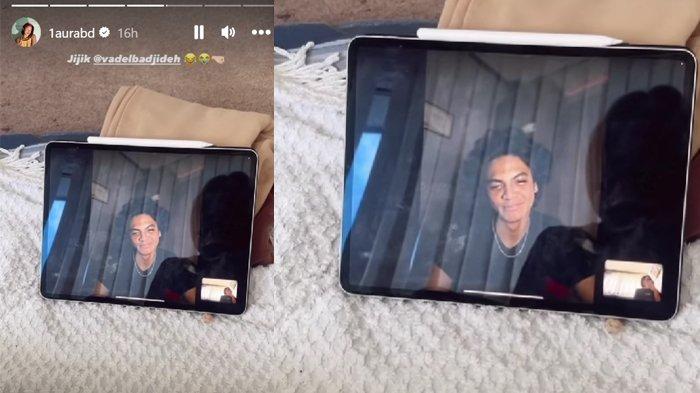 Lolly saat video call dengan kekasihnya Vadel