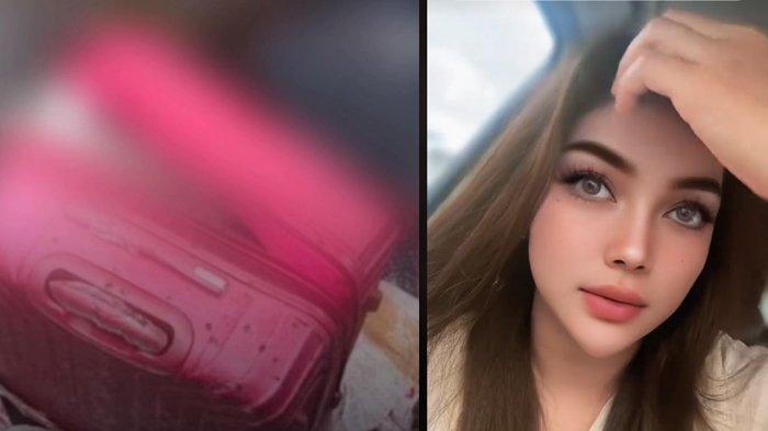 Sebuah koper yang disebut-sebut berisi jasad mutilasi Uswatun Khasanah. Foto kanan: foto semasa hidup Uswatun Khasanah sebelum kasus mutilasi Ngawi terkuak.