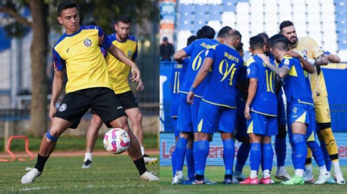 PEMAIAN AREMA FC  - Pemain asing Arema FC (KIRI) saat sesi latihan. Para pemain saat menghadapi Indonesia All Star pada Piala Presiden 2025, Selasa (8/7/2025). Dalam pertandingan di Stadion Si Jalak Harupat, Bandung ini, skor berakhir imbang 2-2. Menjelang Super League 2025/2026 (sebelumnya bernama Liga 1), Arema FC menjelaskan pilihannya untuk mengisi kuota pemain asing. 