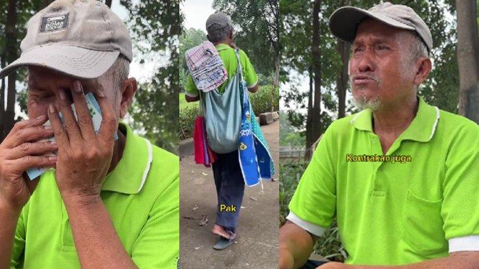 Mbah Ranol terlihat tengah berkeliling berjualan lap dapur.