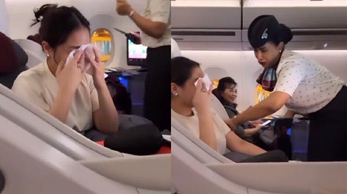 Nagita Slavina nangis ditenangkan pramugari