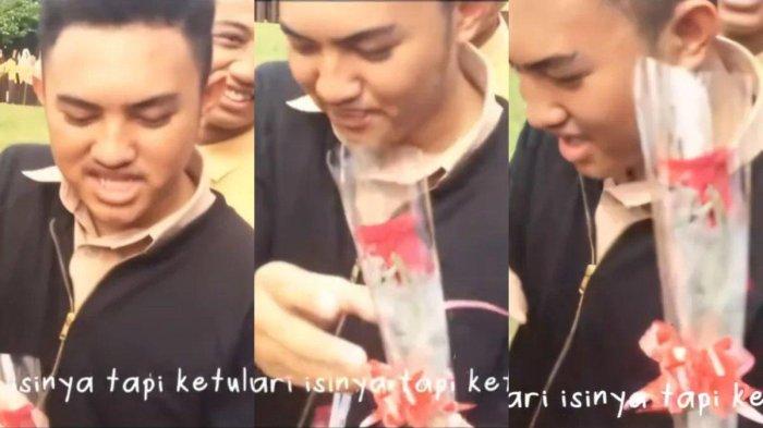 Nizam saat SMA memberi bunga kepada gurunya Riesty kini jadi istri