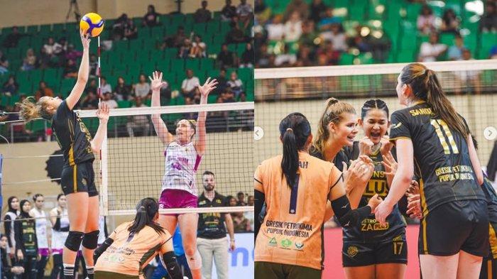 GRESIK PETROKIMIA - Pemain Gresik Petrokimia Pupuk Indonesia saat melawan Jakarta Popsivo Polwan di Final Four Proliga 2025.