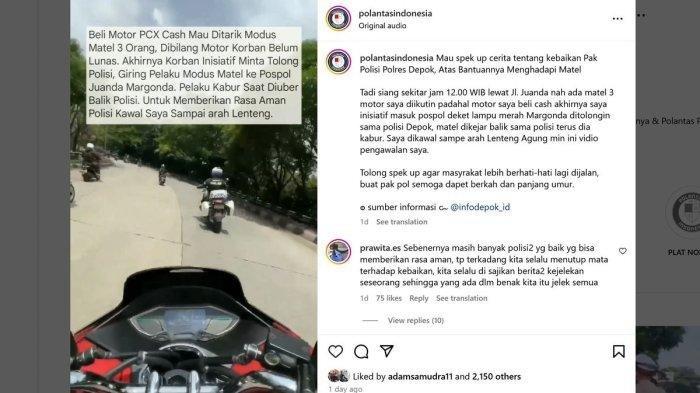 Pemotor minta bantuan polisi saat dikejar debt collector. (Foto: Tangkapan layar)