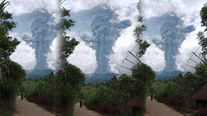 Penampakan erupsi Gunung Marapi Sumbar pada Minggu 3 Desember 2023 pukul 14 54 WIB