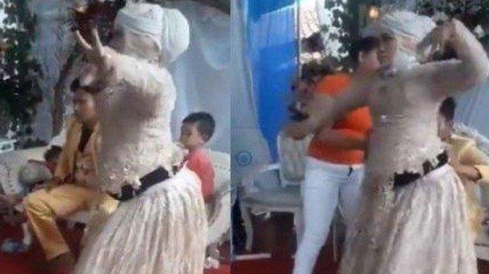Pengantin wanita kesurupan saat pesta pernikahan berlangsung. (Screencapture/TikTok)