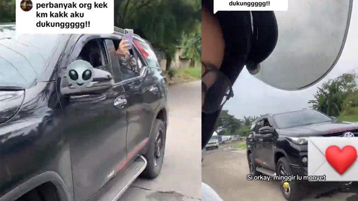 Pengendara Fortuner pepet pemotor setelah ditegur 1