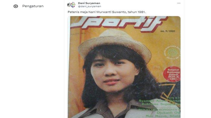 Petenis meja Nani Murwanti Soewanto, tahun 1981.