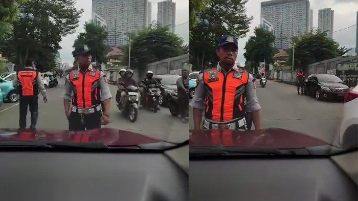 Petugas Dishub menghentikan pengemudi mobil avanza yang meresahkan