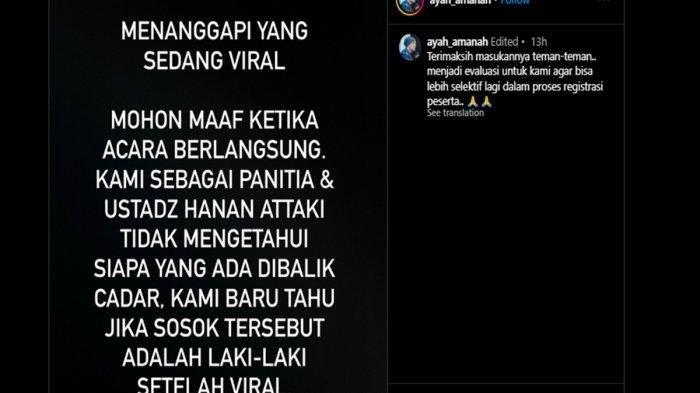 Pihak EO menegaskan jika Ustaz Hanan Attaki tak tahu apapun soal Wanda Hara yang bergender laki-laki bergabung bersama para aktis wanita saat mengikuti kajiannya (Instagram)