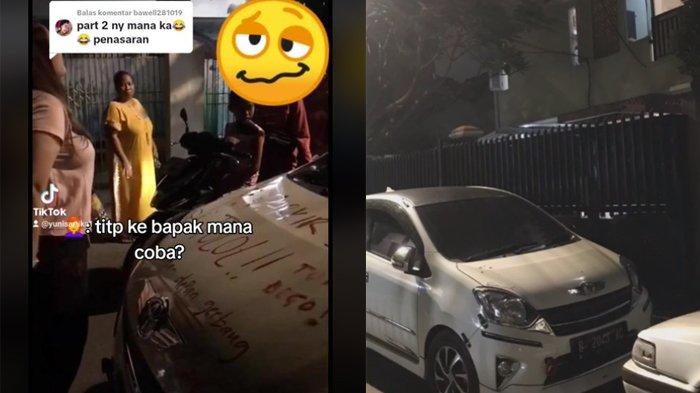 Posisi mobil yang terparkir di depan pagar kos-kosan (kanan)