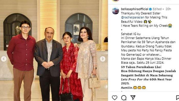 Postingan Bella Saphira bersama orang tuanya yang merayakan makan ulang tahun pernikahan