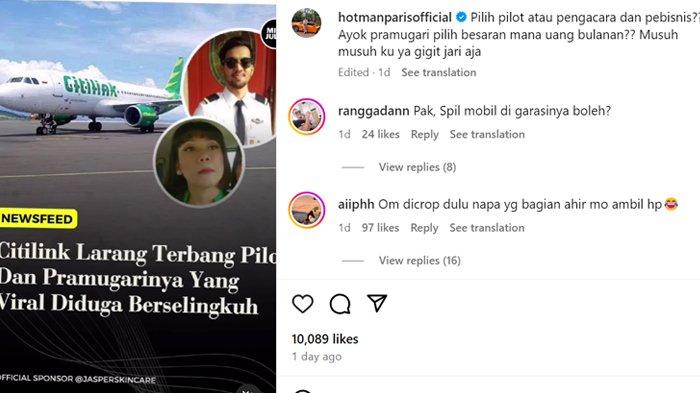 Postingan Hotman Paris sindir pilot dan pramugari yang disebut selingkuh