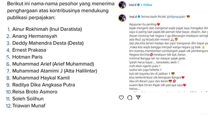Postingan Inul Daratista artis taat pajak gak ada nama Raffi Ahmad