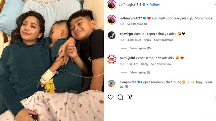 Postingan Nagita Slavina, Rafathar dan Rayyanza tidur bersama