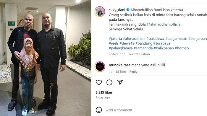 Postingan Suky foto bersama Ahmad Dhani