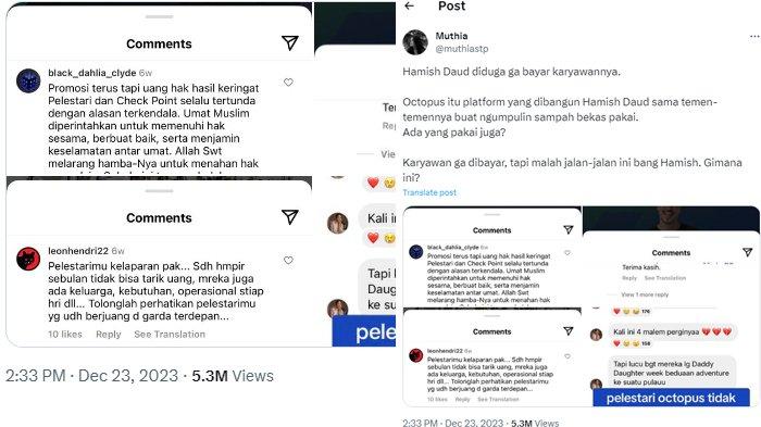 Postingan akun Muthia tentang Hamish Daud diduga belum gaji karyawan