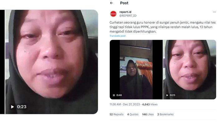 Postingan curhat tangis guru honorer di Jambi tak lolos PPPK padahal nilai tinggi