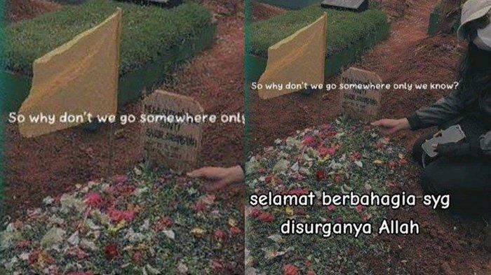 Postingan teman Mega saat mengunjungi makam korban
